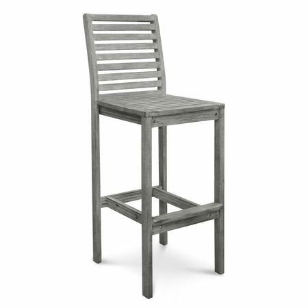 HOMEROOTS 49 x 22 x 22 in. Distressed Gray Bar Chair with Horizontal Slats 389986